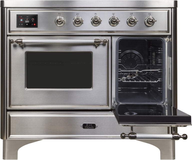 ILVE Majestic II 40" Induction Range with Element Stove and Electric Oven in Stainless Steel with Chrome Trim, UMDI10NS3SSC