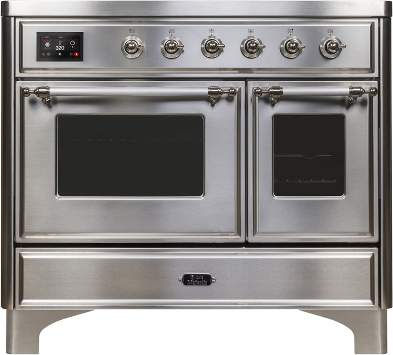 ILVE Majestic II 40" Induction Range with Element Stove and Electric Oven in Stainless Steel with Chrome Trim, UMDI10NS3SSC