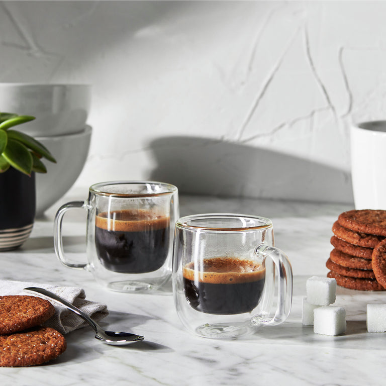 ZWILLING 2pc Espresso Glass Mug Set, Sorrento Plus Double Wall Glassware Series