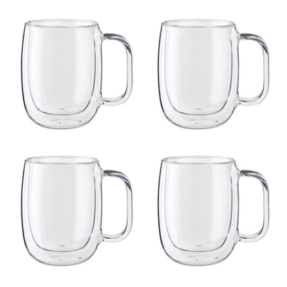 ZWILLING 4pc Coffee Glass Mug Set, Sorrento Plus Double Wall Glassware Series