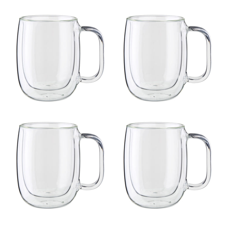 ZWILLING 4pc Coffee Glass Mug Set, Sorrento Plus Double Wall Glassware Series