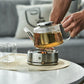 ZWILLING 27oz Glass Teapot with Stainless Steel Stand, Sorrento Double Wall Glassware Series