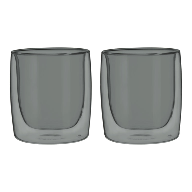 ZWILLING 2pc Tumbler Glass Set in Smoke Grey, Sorrento Double Wall Glassware Series