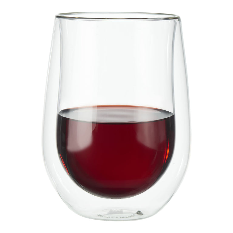 ZWILLING 2pc Stemless Red Wine Glass Set, Sorrento Double Wall Glassware Series