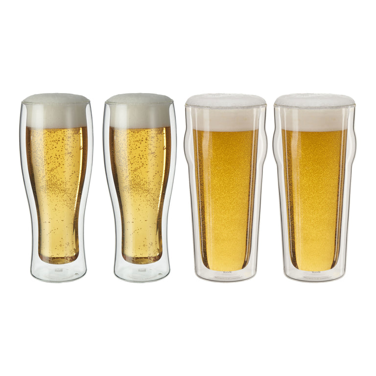 ZWILLING 4pc Beer Glass Set, Sorrento Double Wall Glassware Series
