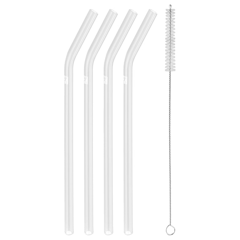 ZWILLING 4pc Glass Straw with Bend Set, Sorrento Glassware Series