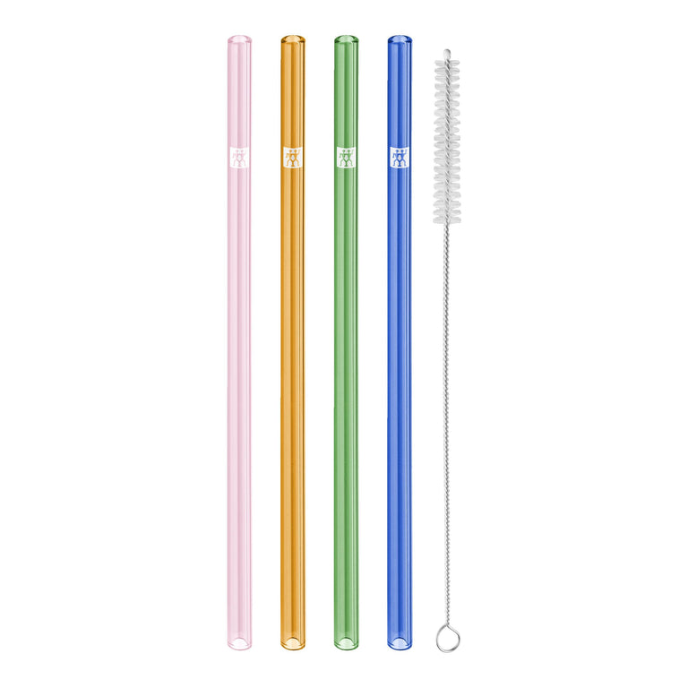 ZWILLING 4pc Colored Glass Straw Set, Sorrento Glassware Series
