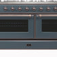 ILVE Majestic II 60" Dual Fuel Natural Gas Range in Blue Grey with Bronze Trim, UM15FDNS3BGB