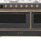 ILVE Majestic II 48" Dual Fuel Natural Gas Range in Matte Graphite with Brass Trim, UM12FDNS3MGG