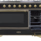 ILVE Majestic II 48" Dual Fuel Propane Gas Range in Glossy Black with Brass Trim, UM12FDNS3BKGLP