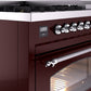 ILVE Nostalgie II 48" Dual Fuel Propane Gas Range in Burgundy with Chrome Trim, UP48FNMPBUCLP