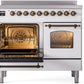 ILVE Nostalgie II 40" Induction Range with Element Stove and Electric Oven in White with Bronze Trim, UPDI406NMPWHB