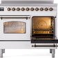 ILVE Nostalgie II 40" Induction Range with Element Stove and Electric Oven in White with Bronze Trim, UPDI406NMPWHB