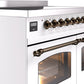 ILVE Nostalgie II 40" Induction Range with Element Stove and Electric Oven in White with Bronze Trim, UPDI406NMPWHB