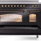 ILVE Nostalgie II 48" Induction Range with Element Stove and Electric Oven in Black with Bronze Trim, UPI486NMPBKB