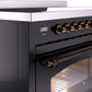 ILVE Nostalgie II 48" Induction Range with Element Stove and Electric Oven in Black with Bronze Trim, UPI486NMPBKB
