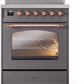 ILVE Nostalgie II 30" Induction Range with Element Stove and Electric Oven in Matte Graphite with Copper Trim, UPI304NMPMGP