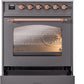 ILVE Nostalgie II 30" Induction Range with Element Stove and Electric Oven in Matte Graphite with Copper Trim, UPI304NMPMGP