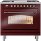 ILVE Nostalgie II 36" Dual Fuel Propane Gas Range in Burgundy with Bronze Trim, UP36FNMPBUBLP