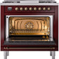 ILVE Nostalgie II 36" Dual Fuel Propane Gas Range in Burgundy with Bronze Trim, UP36FNMPBUBLP