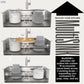 FORNO Acqua 33" Drop-In/Undermount 3 Level Workstation Sink, Waterfall Faucet, Glass Rinser in Stainless Steel, E-XP30