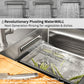 FORNO Acqua 33" Drop-In/Undermount 40/60 Double Bowl Sink, Retractable and Waterfall Faucet in Stainless Steel, H-ZN30