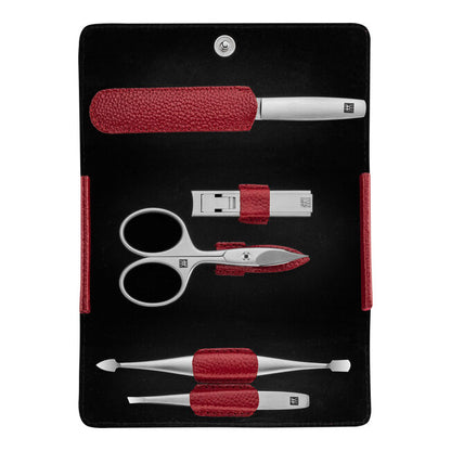 ZWILLING Beauty Premium 6-pc Red Leather Case Set