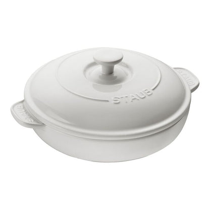 Staub Stoneware 8-inch Round Covered Brie Baker - White