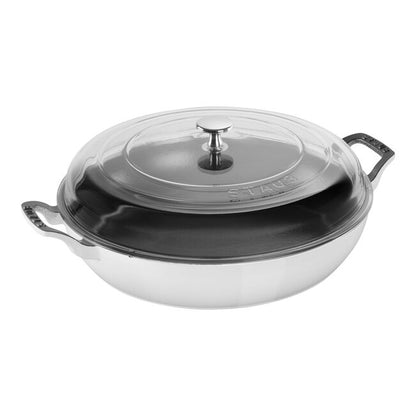 Staub Cast Iron 3.5-qt Braiser with Glass Lid - White