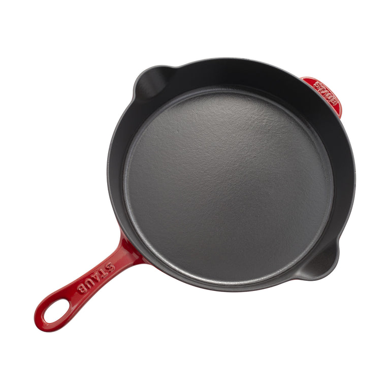 Staub 11'' Cast Iron Traditional Deep Skillet in Cherry Red, Fry Pans/Skillets Series