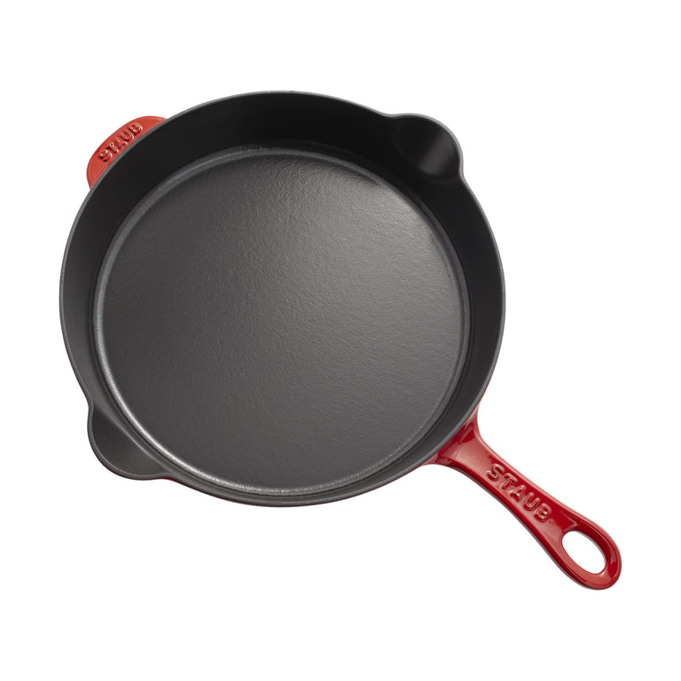 Staub 11'' Cast Iron Traditional Deep Skillet in Cherry Red, Fry Pans/Skillets Series