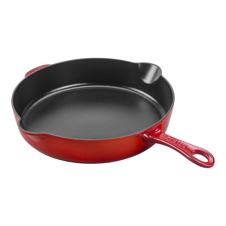 Staub 11'' Cast Iron Traditional Deep Skillet in Cherry Red, Fry Pans/Skillets Series