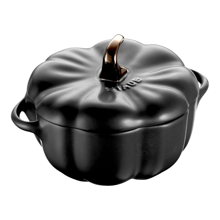 Staub 16oz Petite Pumpkin Dish in Matte Black, Cocotte Ceramic Series