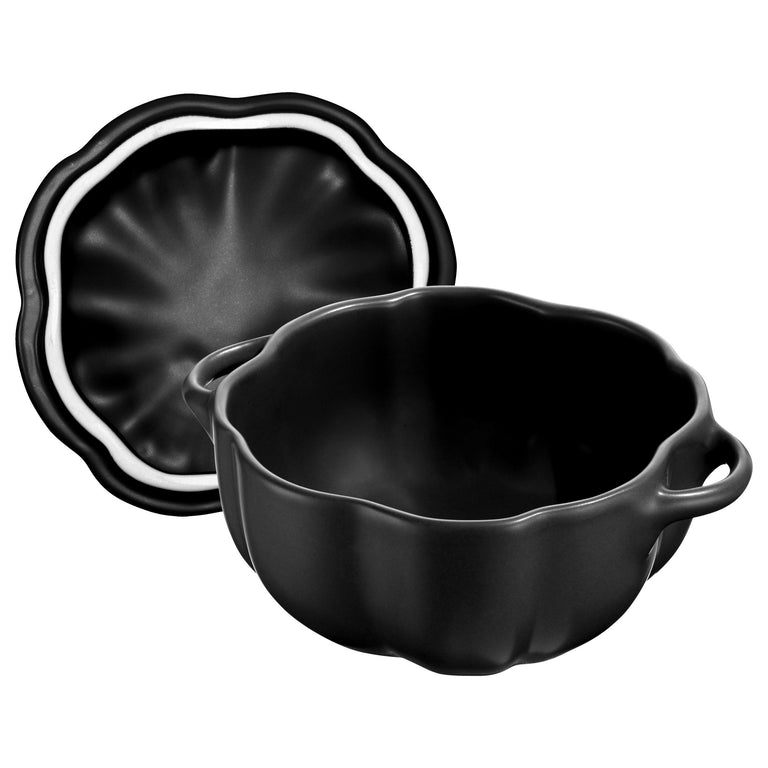 Staub 16oz Petite Pumpkin Dish in Matte Black, Cocotte Ceramic Series