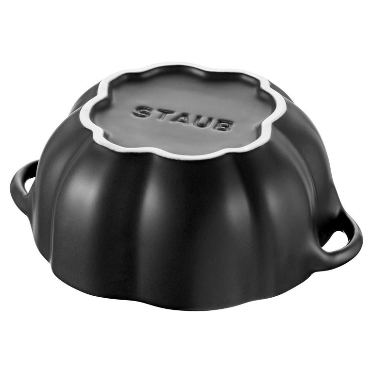 Staub 16oz Petite Pumpkin Dish in Matte Black, Cocotte Ceramic Series