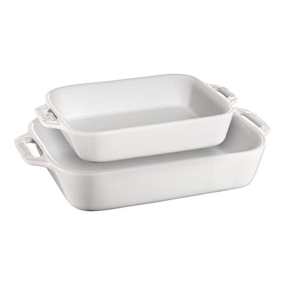 Staub Stoneware 2-pc Rectangular Baking Dish Set - White