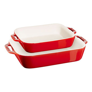 Staub Stoneware 2-pc Rectangular Baking Dish Set - Cherry