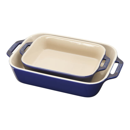 Staub 2pc Rectangular Baking Dish Set in Dark Blue, Ceramic Series