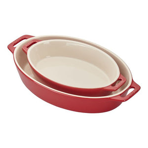Staub Stoneware 2-pc Oval Baking Dish Set - Cherry
