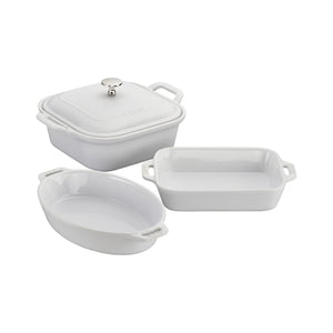 Staub Ceramic 3 Piece Baking Dish Set in White