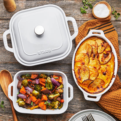 Staub Ceramic 3 Piece Baking Dish Set in White