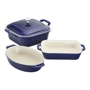 Staub Ceramic 3 Piece Baking Dish Set in Dark Blue