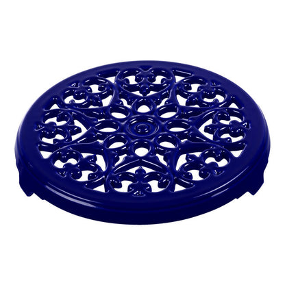 Staub Cast Iron 9-inch Round Cast Iron Lilly Trivet - Dark Blue