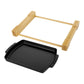 Staub Cast Iron 13-inch X 9-inch Rectangular Serving Dish with Wood Base -Black