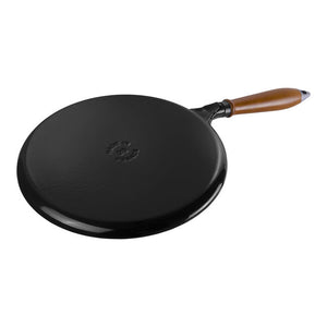 Staub Cast Iron 11-inch Crepe Pan with Spreader & Spatula - Black