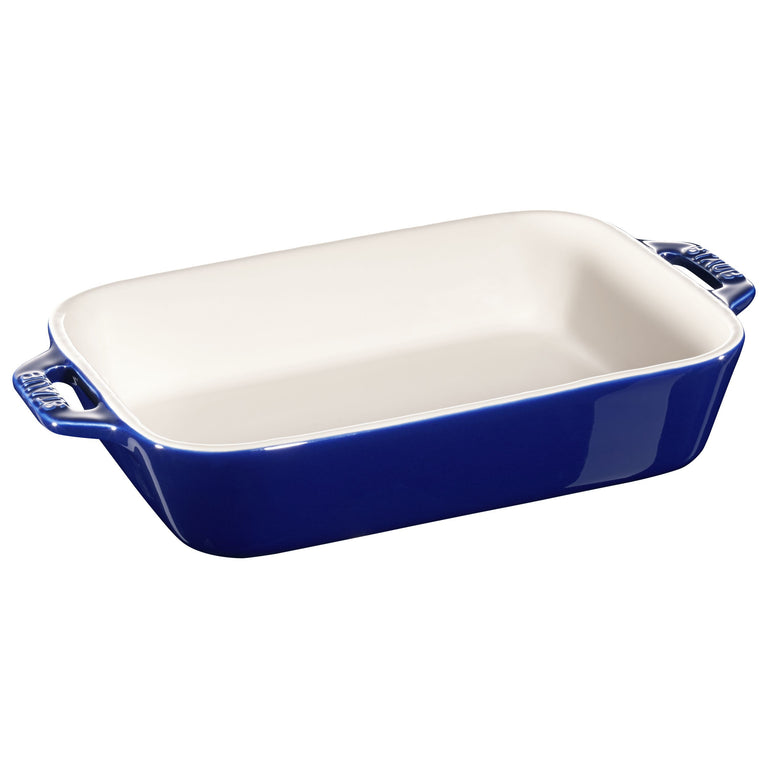 Staub 2pc Rectangular Baking Dish Set in Dark Blue, Ceramic Series