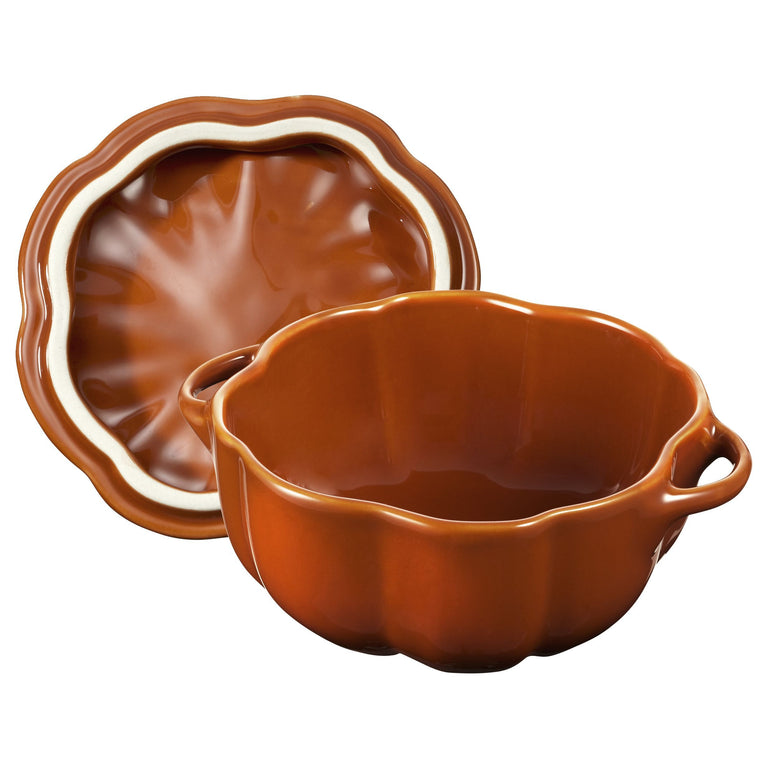 Staub 16oz Petite Pumpkin Dish in Burnt Orange, Cocotte Ceramic Series