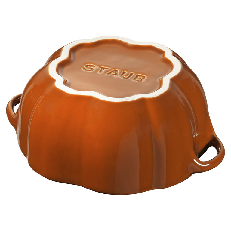 Staub 16oz Petite Pumpkin Dish in Burnt Orange, Cocotte Ceramic Series