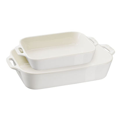 Staub Stoneware 2-pc Rectangular Baking Dish Set - Rustic Ivory