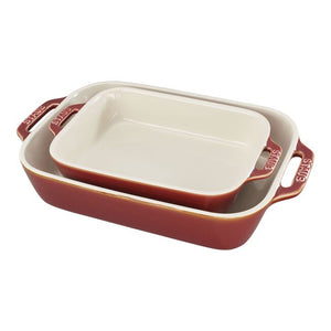 Staub Stoneware 2-pc Rectangular Baking Dish Set - Rustic Red